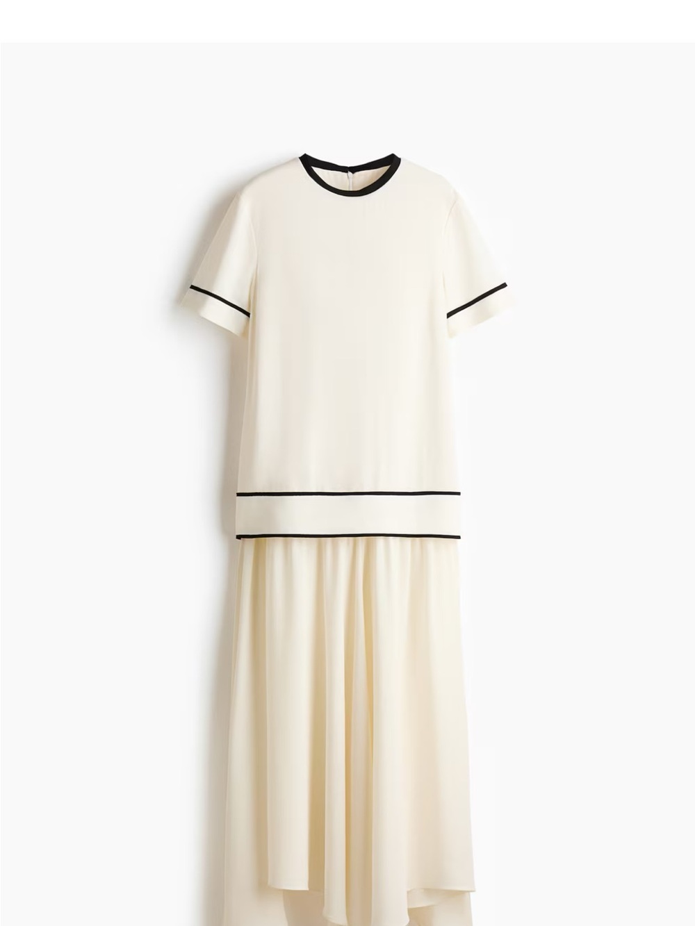 H&M Cream High-Low Dress with Black Trim